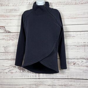 Athleta Blue Mock Zip Neck Asymmetrical Hem Fleece Lined Sweatshirt